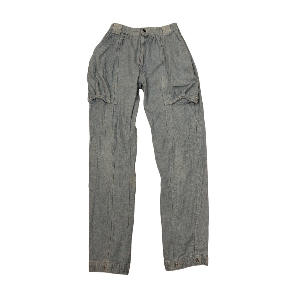 Vintage ACTION WEST Women's Light Wash Denim Cargo‎ Pants Western High Waisted
